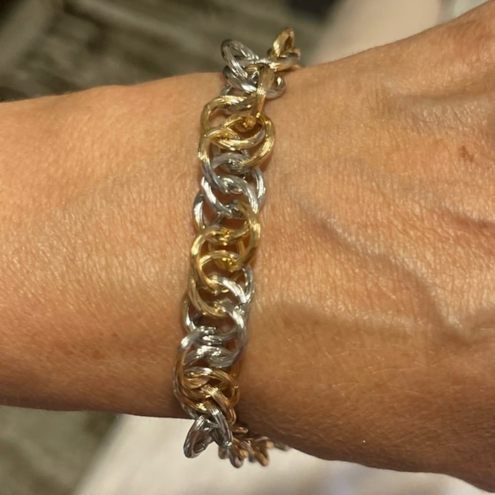 Elegant Silver and Gold Chain Bracelet